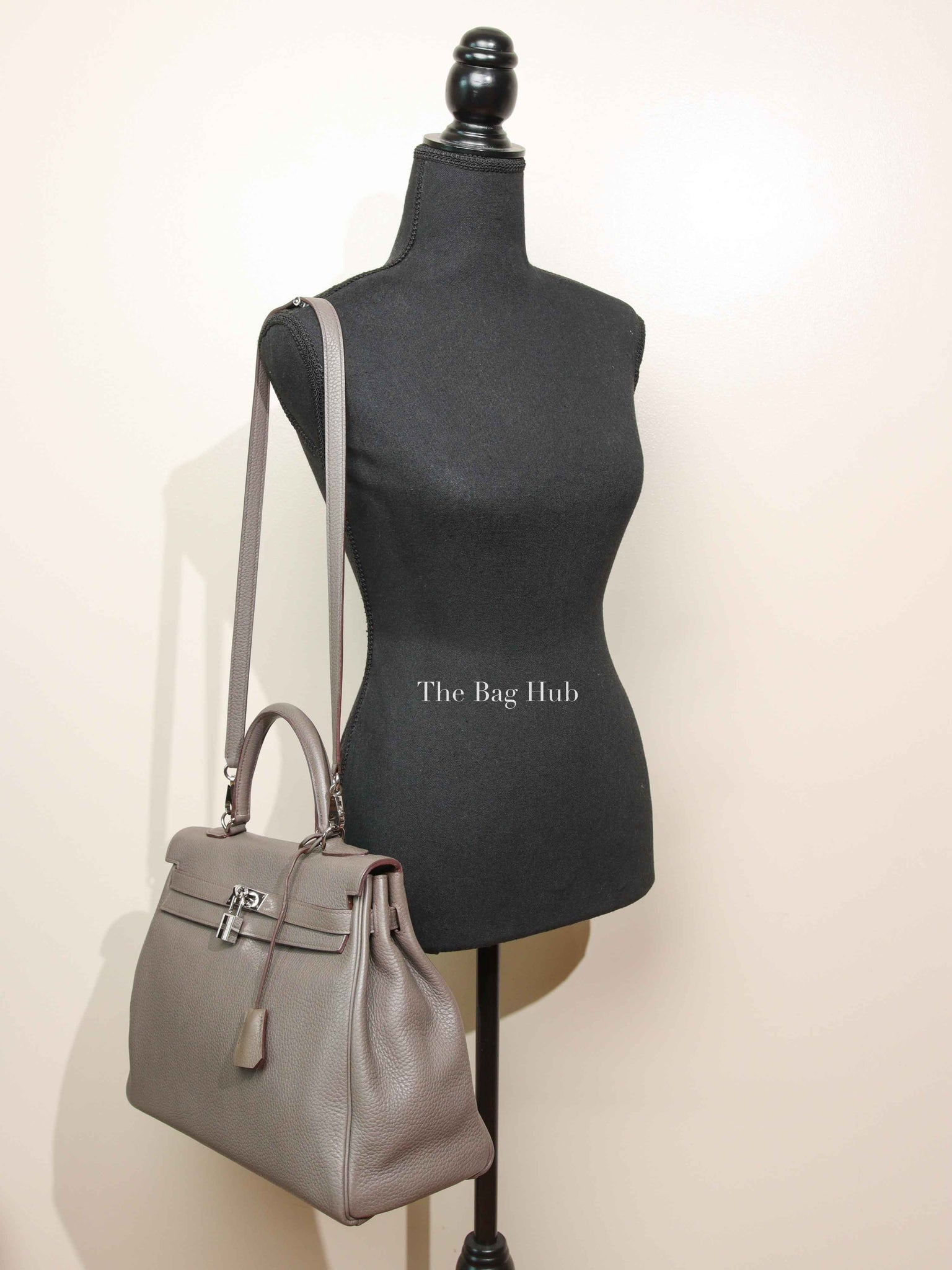 Hermes Etain Clemence Leather Kelly 35 Bag PHW