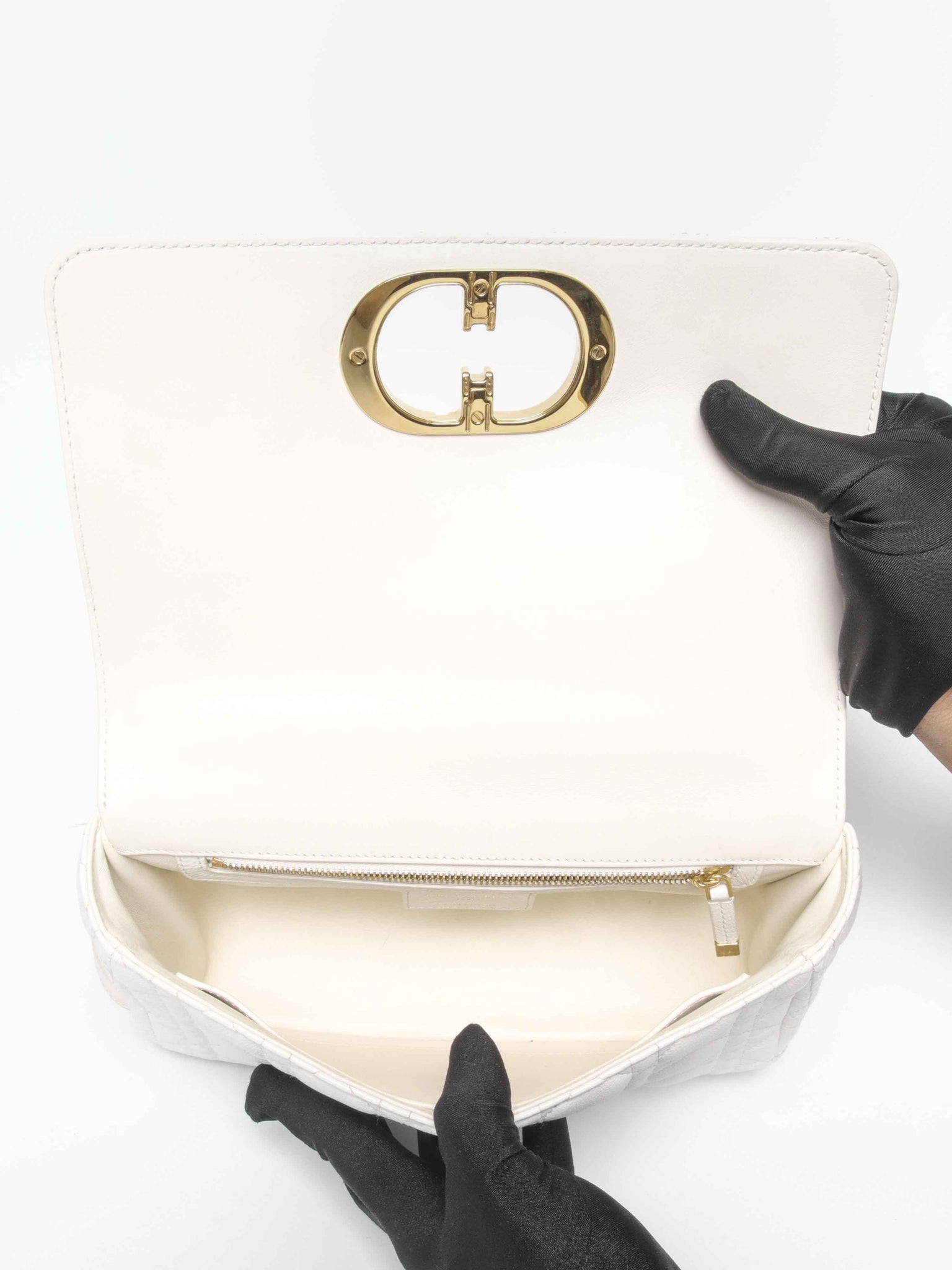Dior Ivory Supple Cannage Calfskin Medium Caro Bag