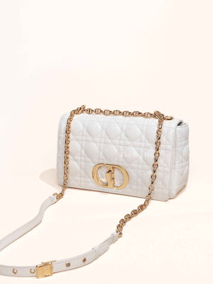 Dior Ivory Supple Cannage Calfskin Medium Caro Bag