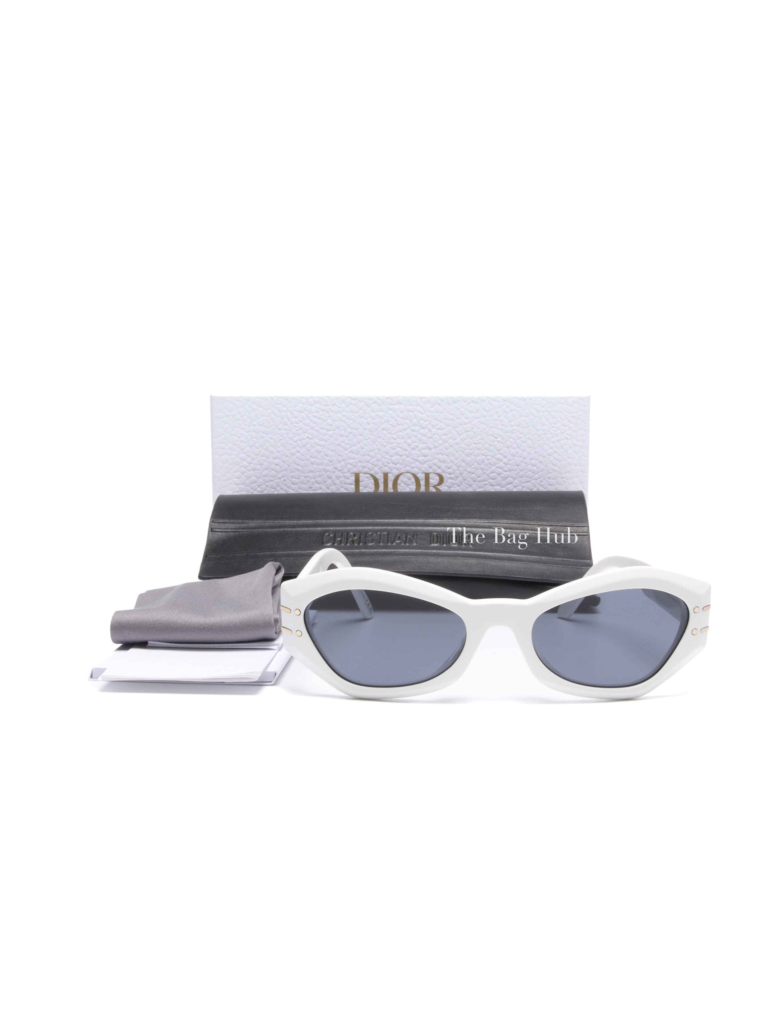 Dior White/Gold Acetate DiorSignature B1U Butterfly Sunglasses