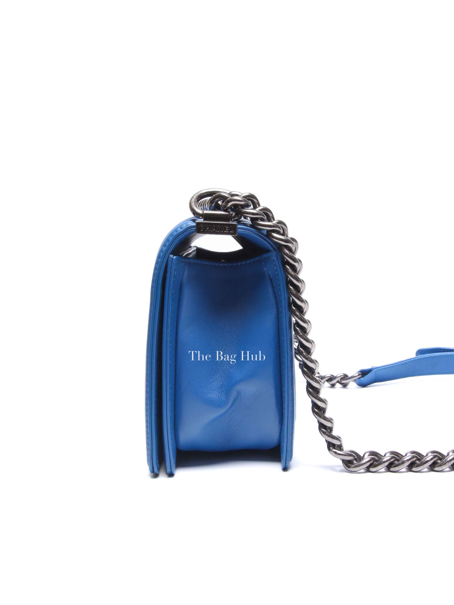 Chanel Blue Chevron Lambskin Quilted Old Medium Le Boy Bag RHW