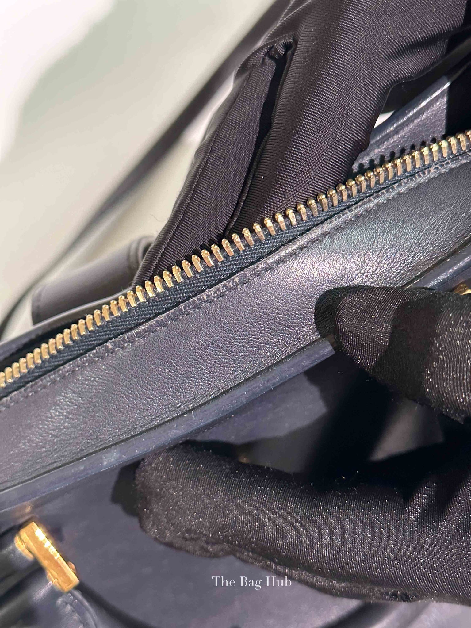 Saint Laurent Navy Blue Smooth Calfskin Small Monogram Cabas