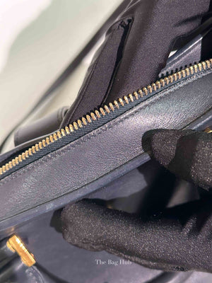 Saint Laurent Navy Blue Smooth Calfskin Small Monogram Cabas