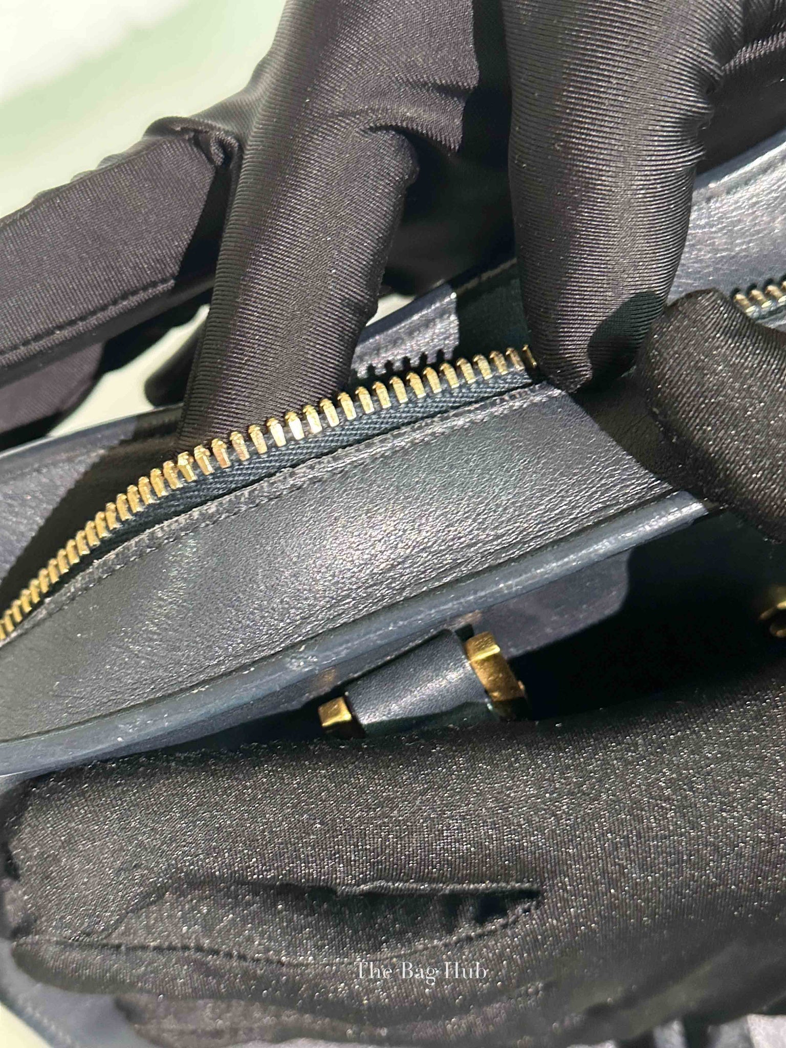Saint Laurent Navy Blue Smooth Calfskin Small Monogram Cabas