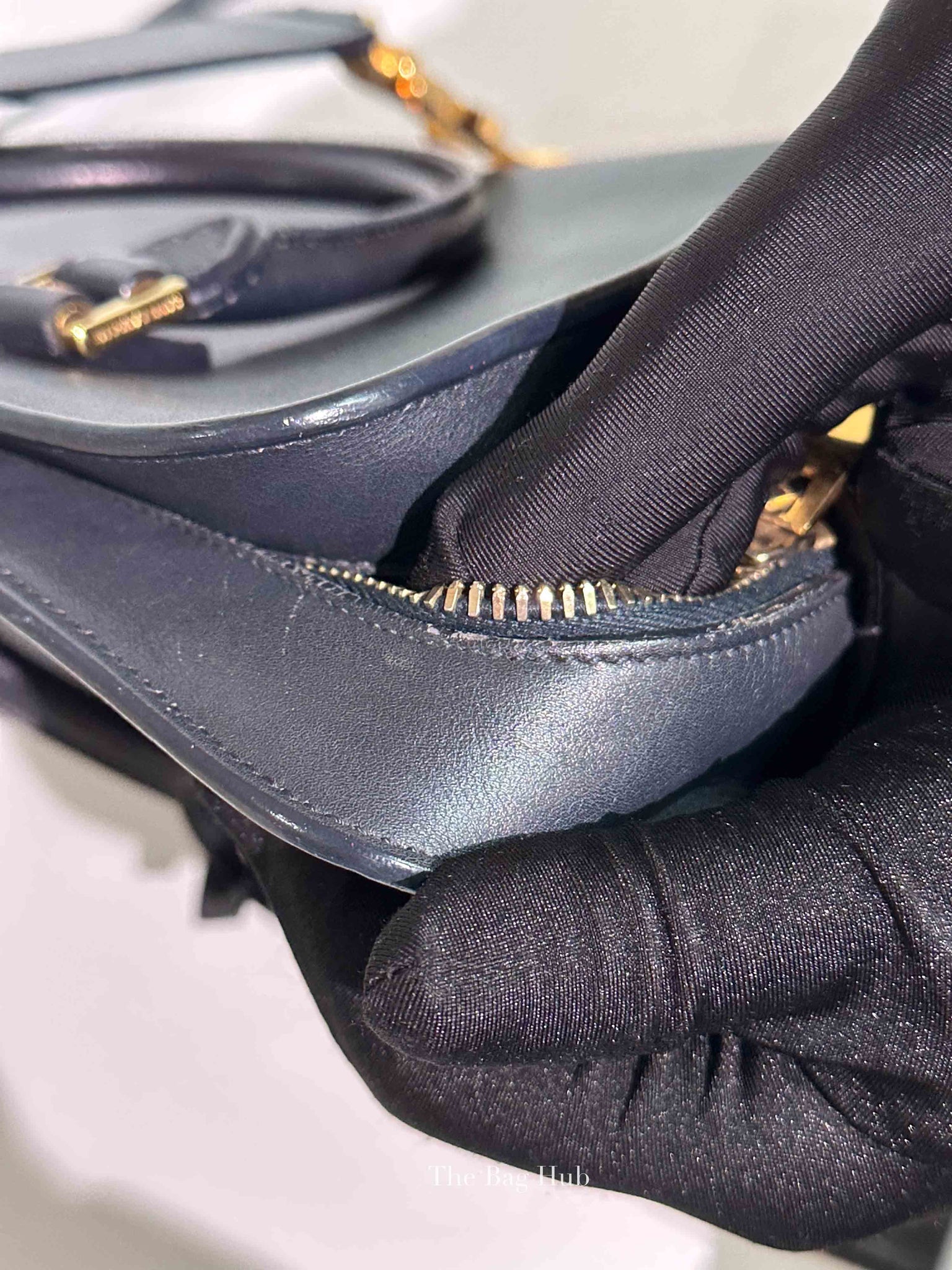 Saint Laurent Navy Blue Smooth Calfskin Small Monogram Cabas