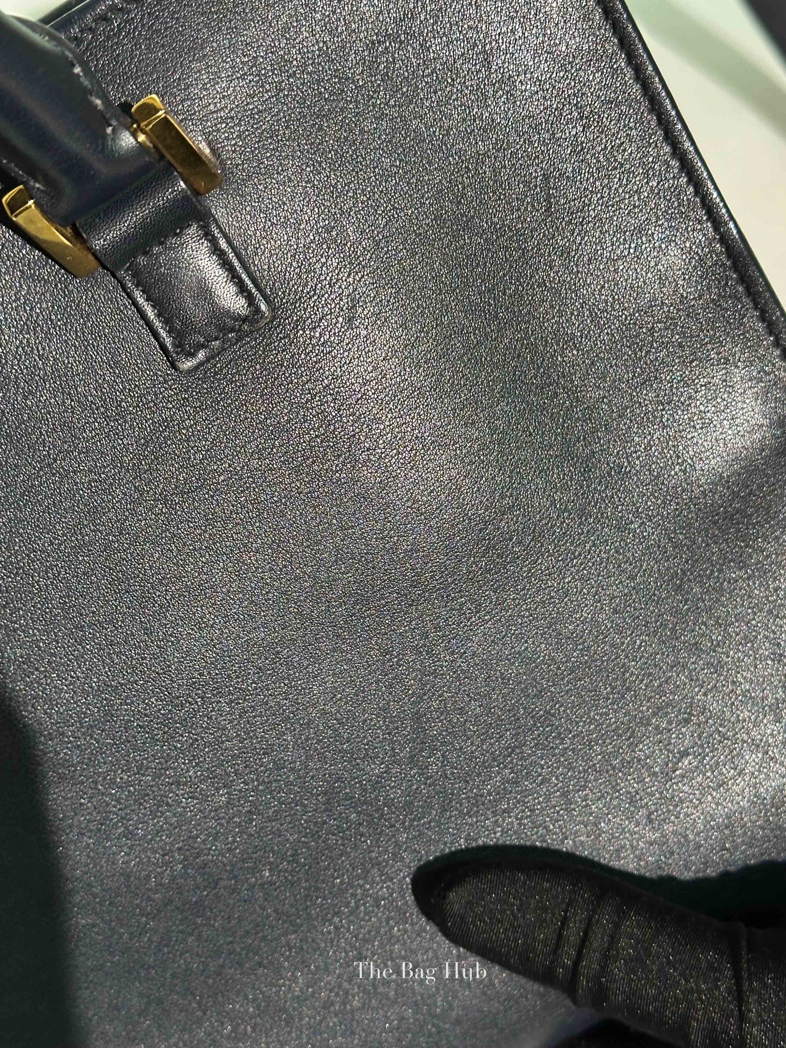 Saint Laurent Navy Blue Smooth Calfskin Small Monogram Cabas