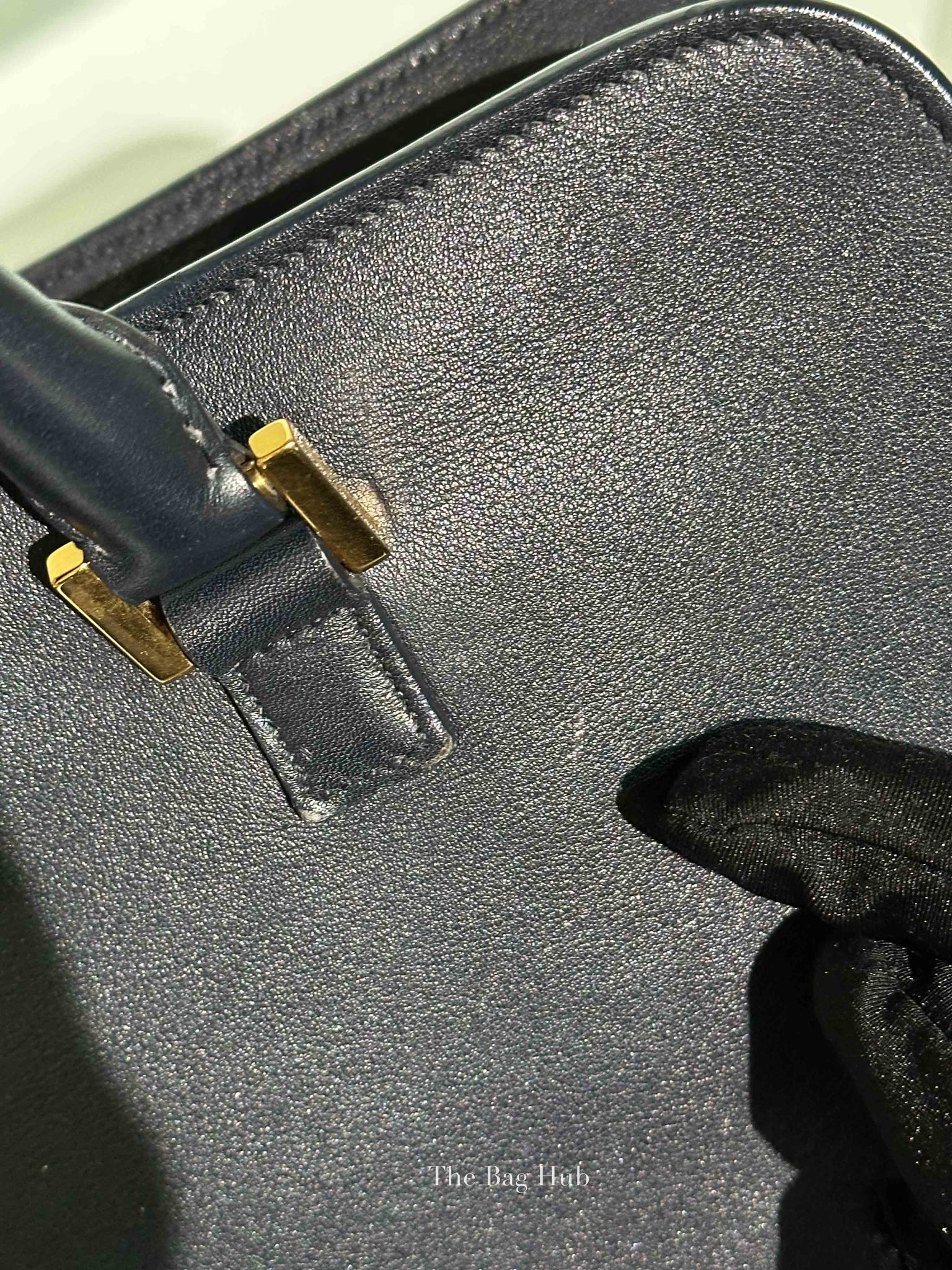 Saint Laurent Navy Blue Smooth Calfskin Small Monogram Cabas