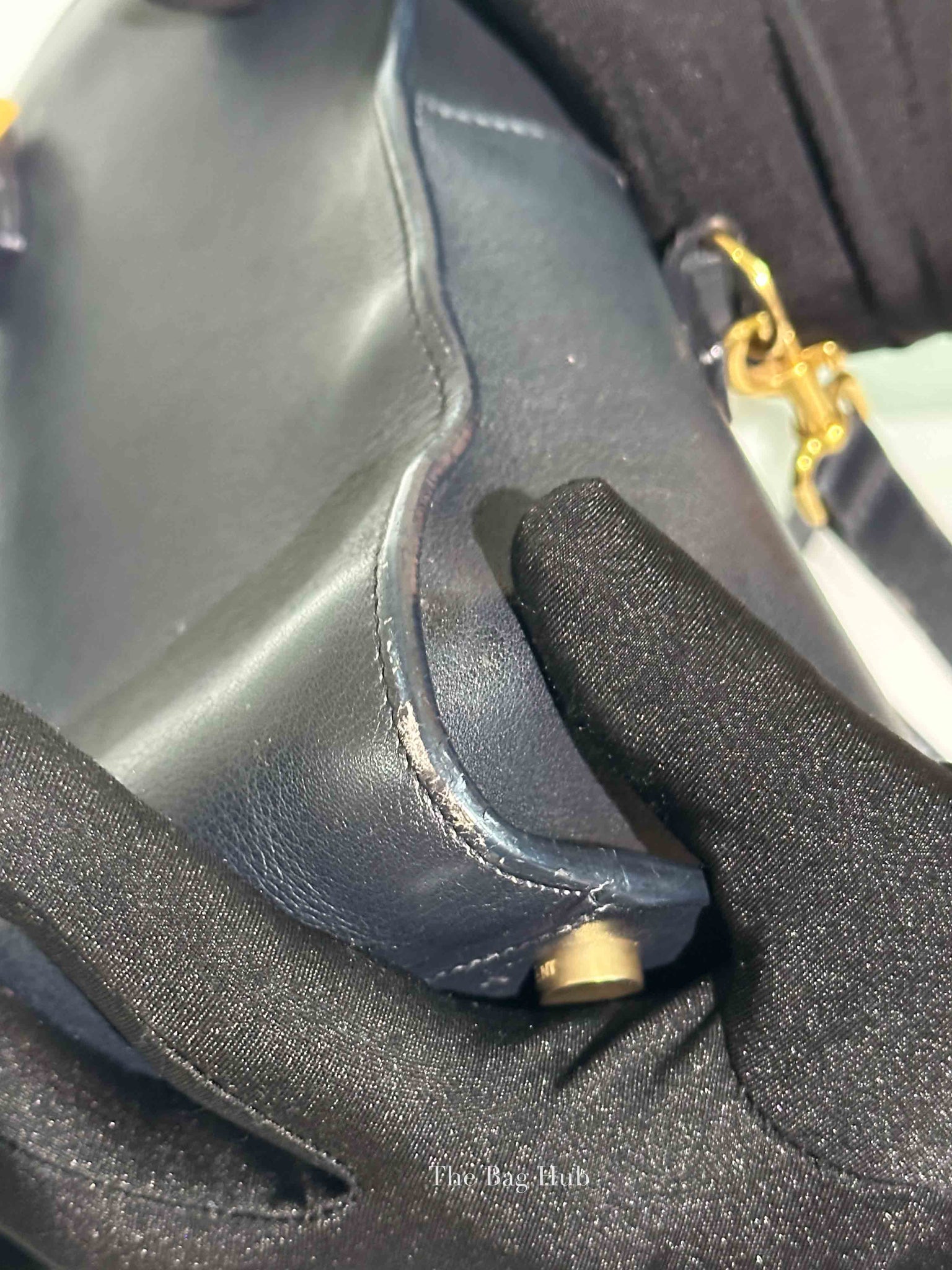 Saint Laurent Navy Blue Smooth Calfskin Small Monogram Cabas