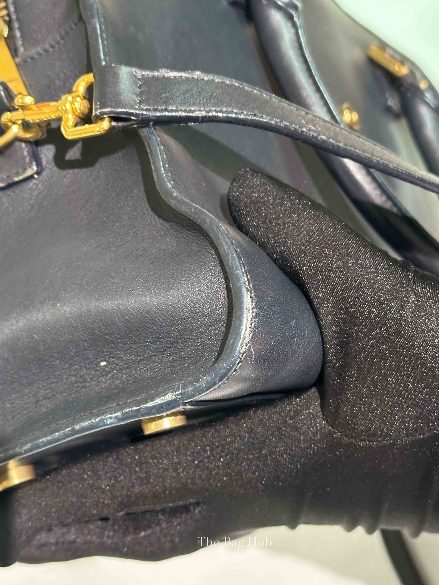 Saint Laurent Navy Blue Smooth Calfskin Small Monogram Cabas