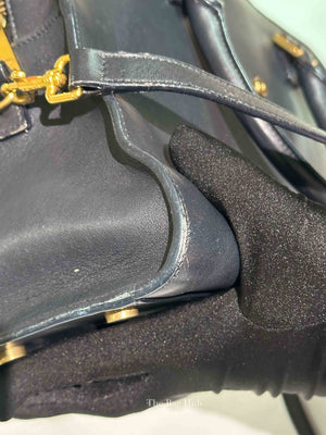 Saint Laurent Navy Blue Smooth Calfskin Small Monogram Cabas