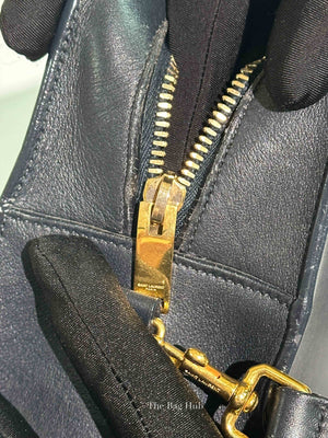Saint Laurent Navy Blue Smooth Calfskin Small Monogram Cabas