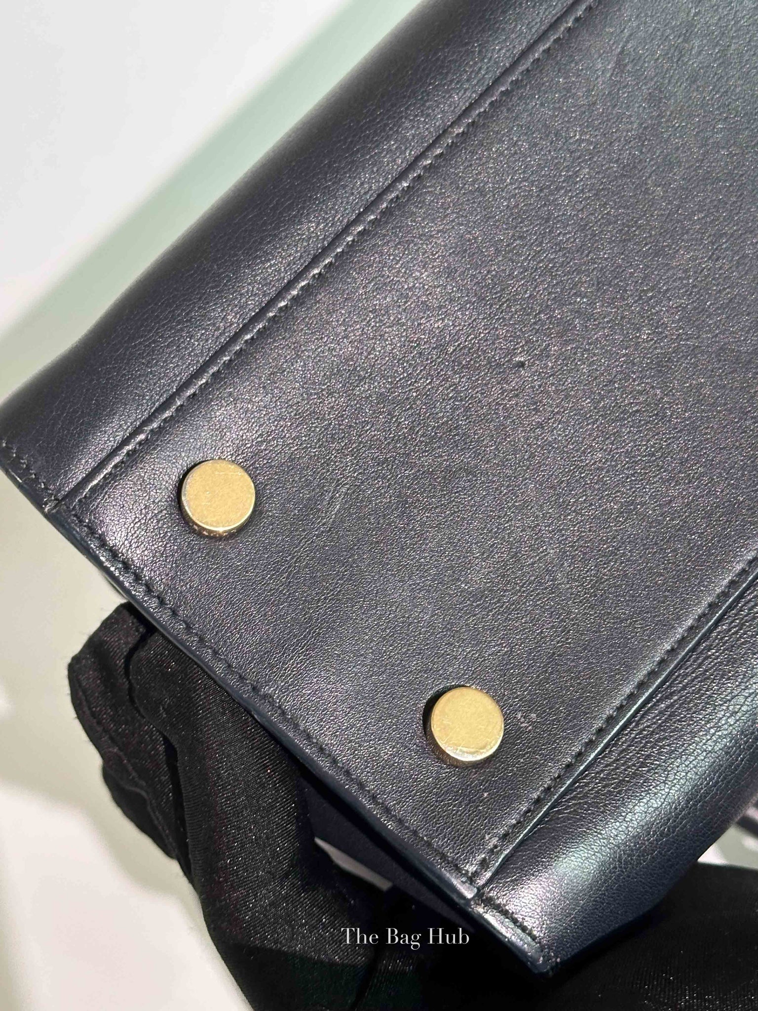 Saint Laurent Navy Blue Smooth Calfskin Small Monogram Cabas