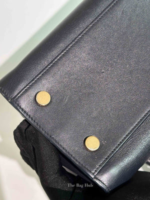 Saint Laurent Navy Blue Smooth Calfskin Small Monogram Cabas