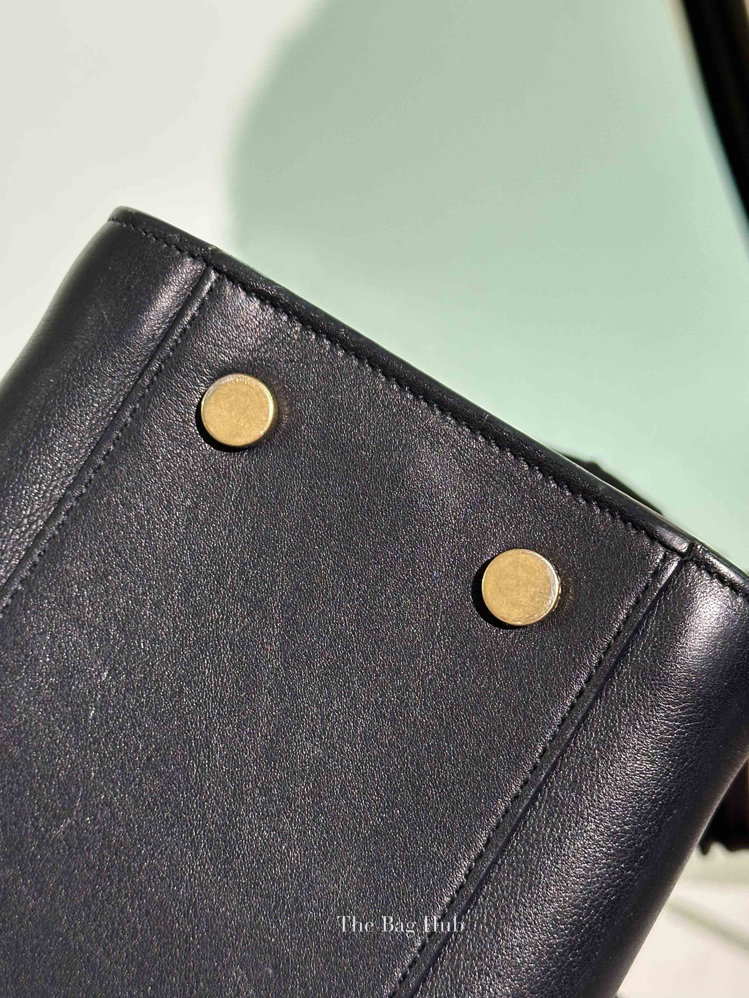 Saint Laurent Navy Blue Smooth Calfskin Small Monogram Cabas