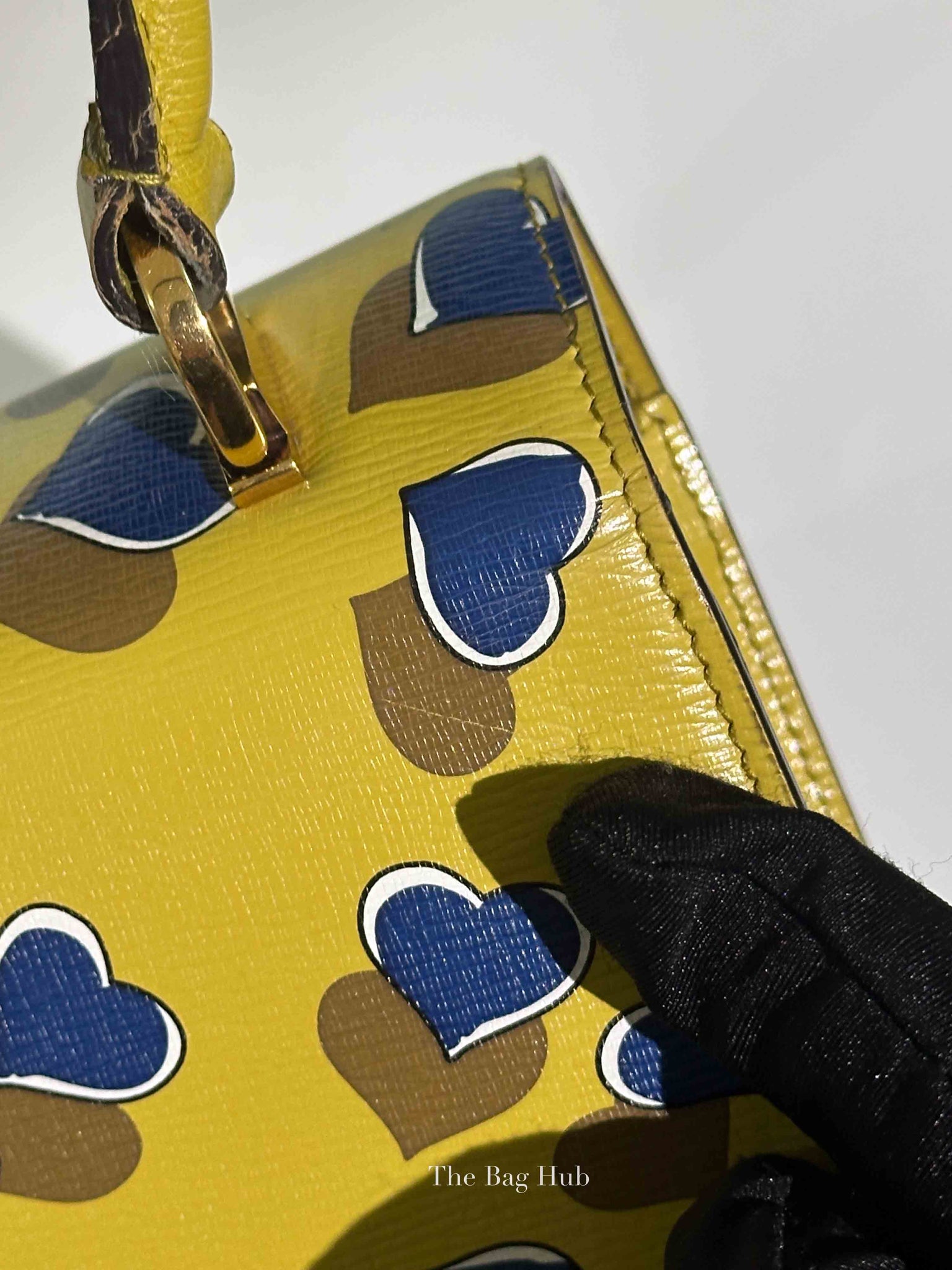 Gucci Blue/Yellow Leather Shanghai Heartbeat Top Handle Bag