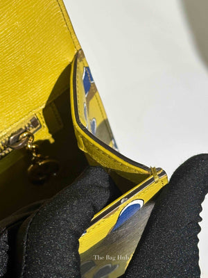 Gucci Blue/Yellow Leather Shanghai Heartbeat Top Handle Bag