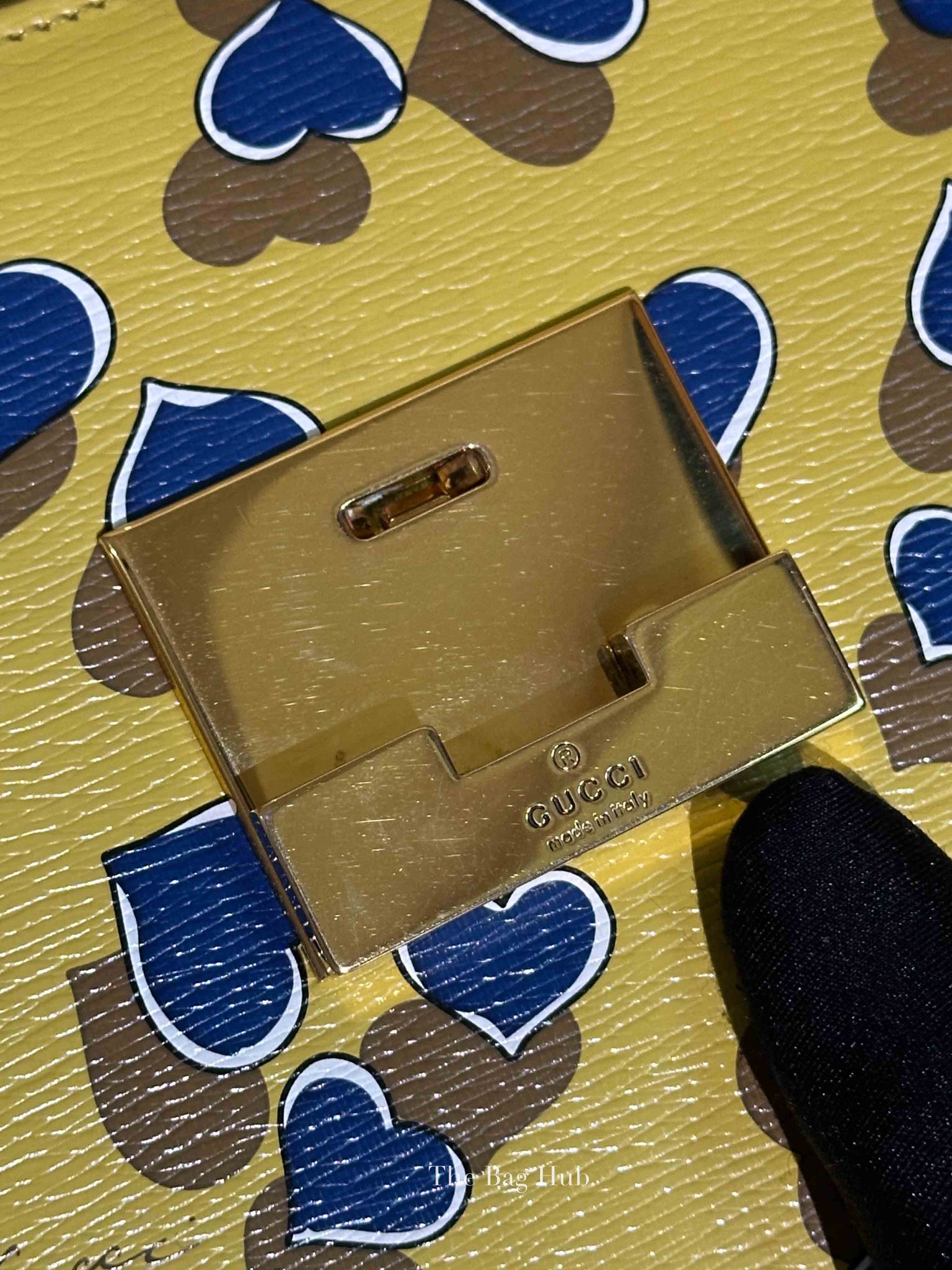 Gucci Blue/Yellow Leather Shanghai Heartbeat Top Handle Bag
