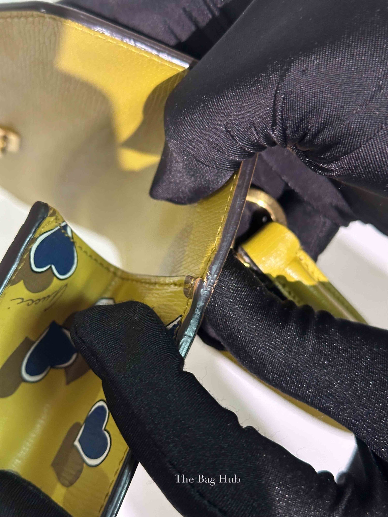 Gucci Blue/Yellow Leather Shanghai Heartbeat Top Handle Bag
