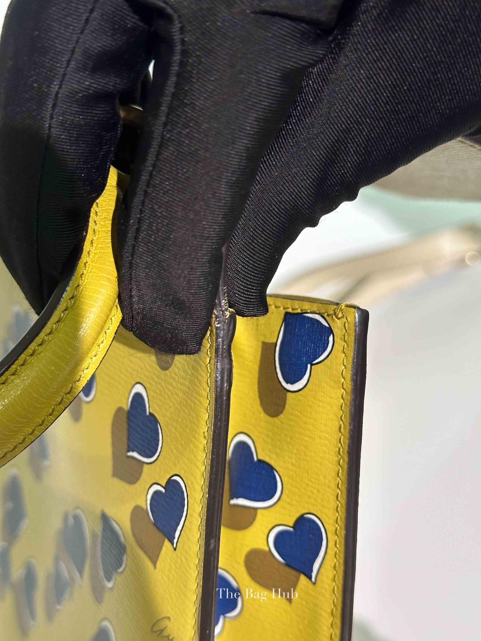 Gucci Blue/Yellow Leather Shanghai Heartbeat Top Handle Bag