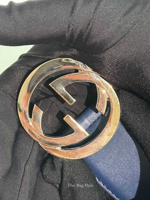 Gucci Blue Leather Interlocking G Buckle Belt 100/40