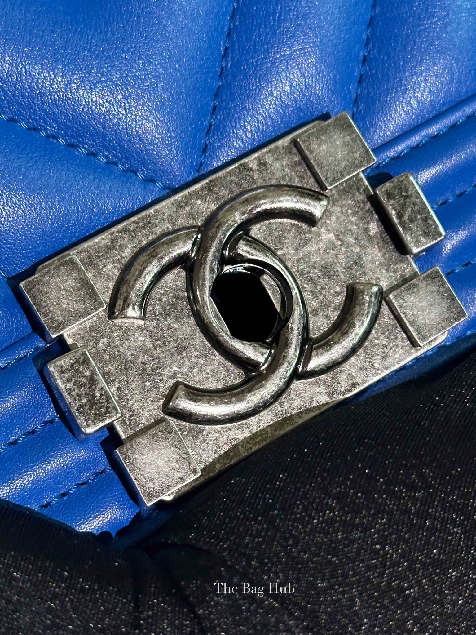 Chanel Blue Chevron Lambskin Quilted Old Medium Le Boy Bag RHW