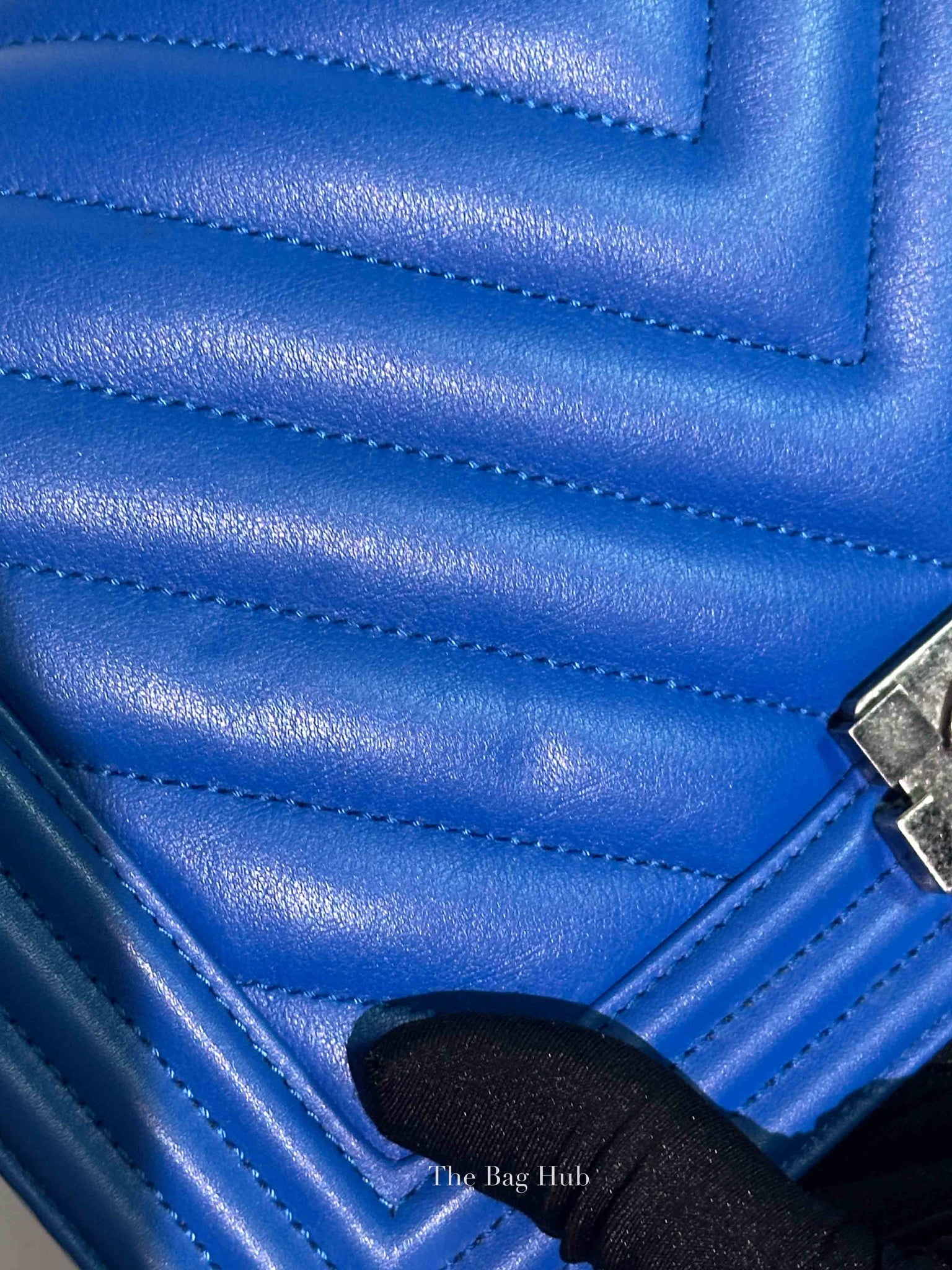 Chanel Blue Chevron Lambskin Quilted Old Medium Le Boy Bag RHW