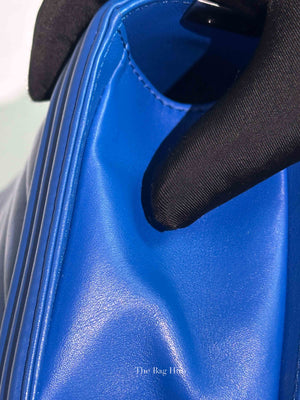 Chanel Blue Chevron Lambskin Quilted Old Medium Le Boy Bag RHW