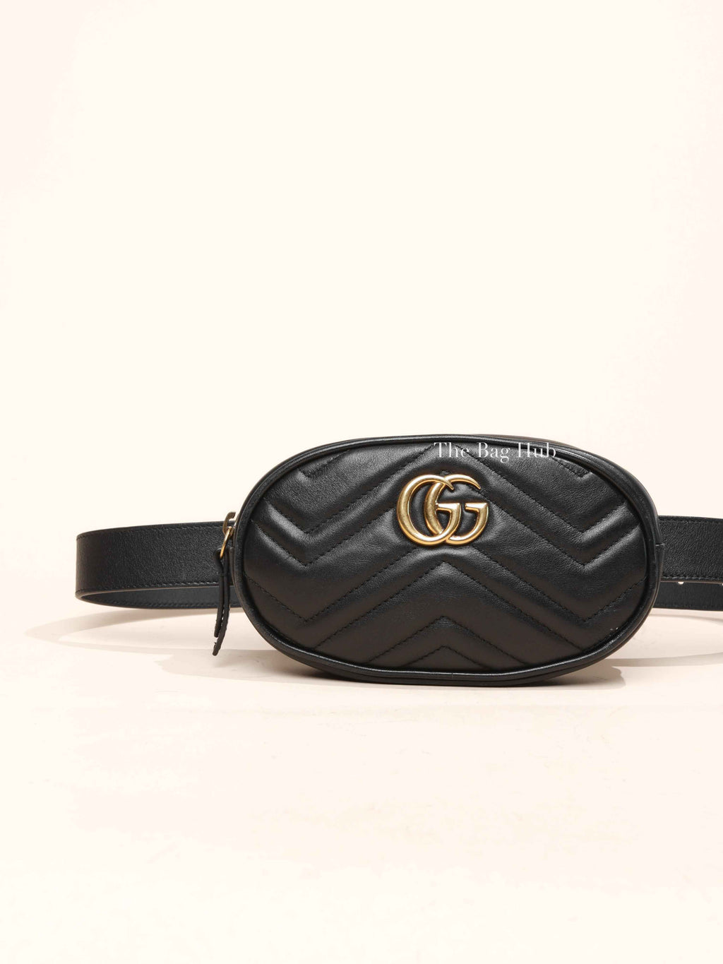 Gucci Black Calfskin Matelasse GG Marmont Belt Bag GHW