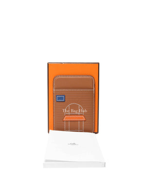 Hermes Gold/Blue/Orange Swift Faubourg MagSafe Card Holder
