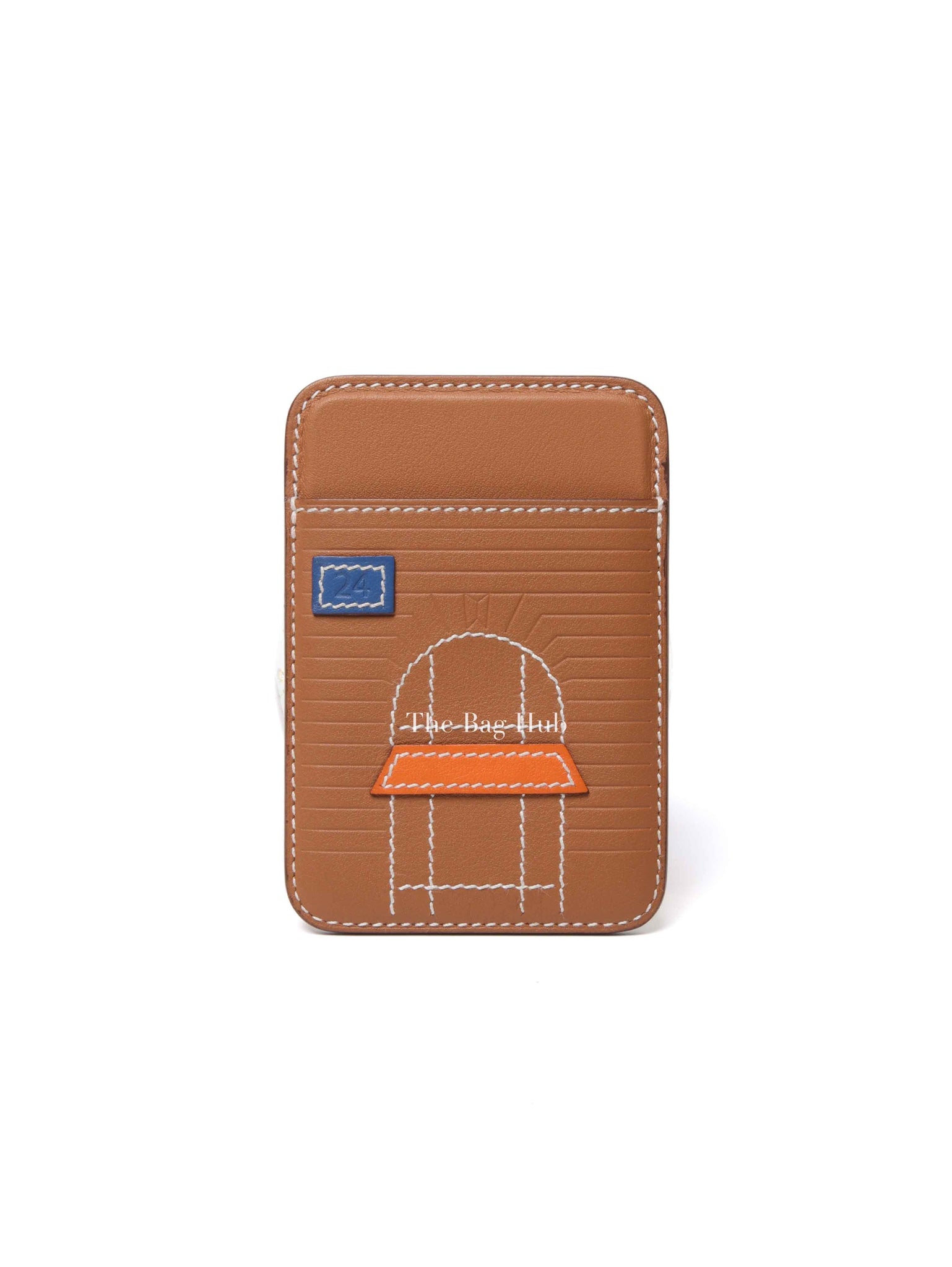 Hermes Gold/Blue/Orange Swift Faubourg MagSafe Card Holder