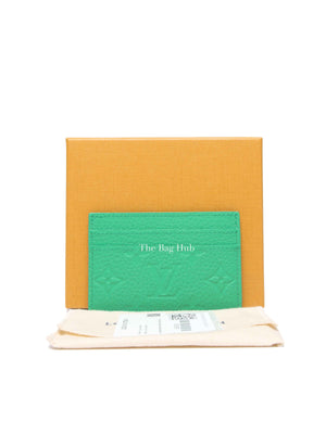 Louis Vuitton Bamboo Green Taurillon Monogram Leather Double Card Holder