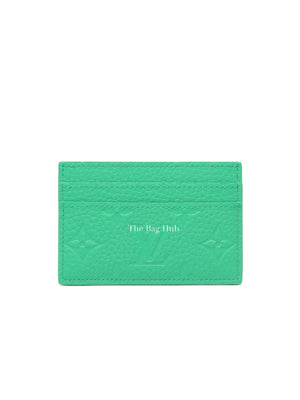 Louis Vuitton Bamboo Green Taurillon Monogram Leather Double Card Holder