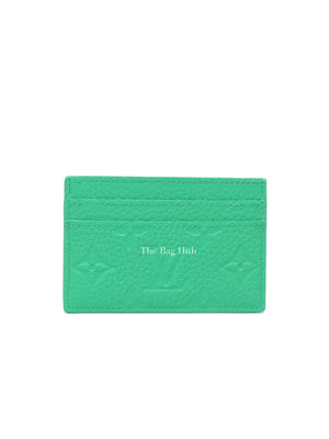 Louis Vuitton Bamboo Green Taurillon Monogram Leather Double Card Holder