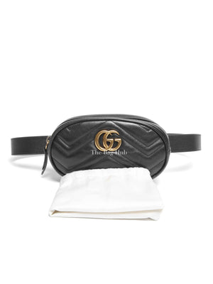 Gucci Black Calfskin Matelasse GG Marmont Belt Bag GHW