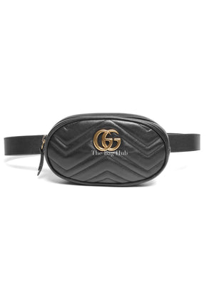 Gucci Black Calfskin Matelasse GG Marmont Belt Bag GHW