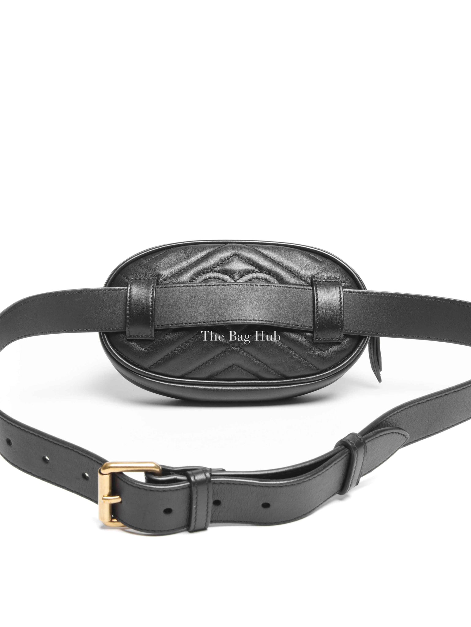 Gucci Black Calfskin Matelasse GG Marmont Belt Bag GHW
