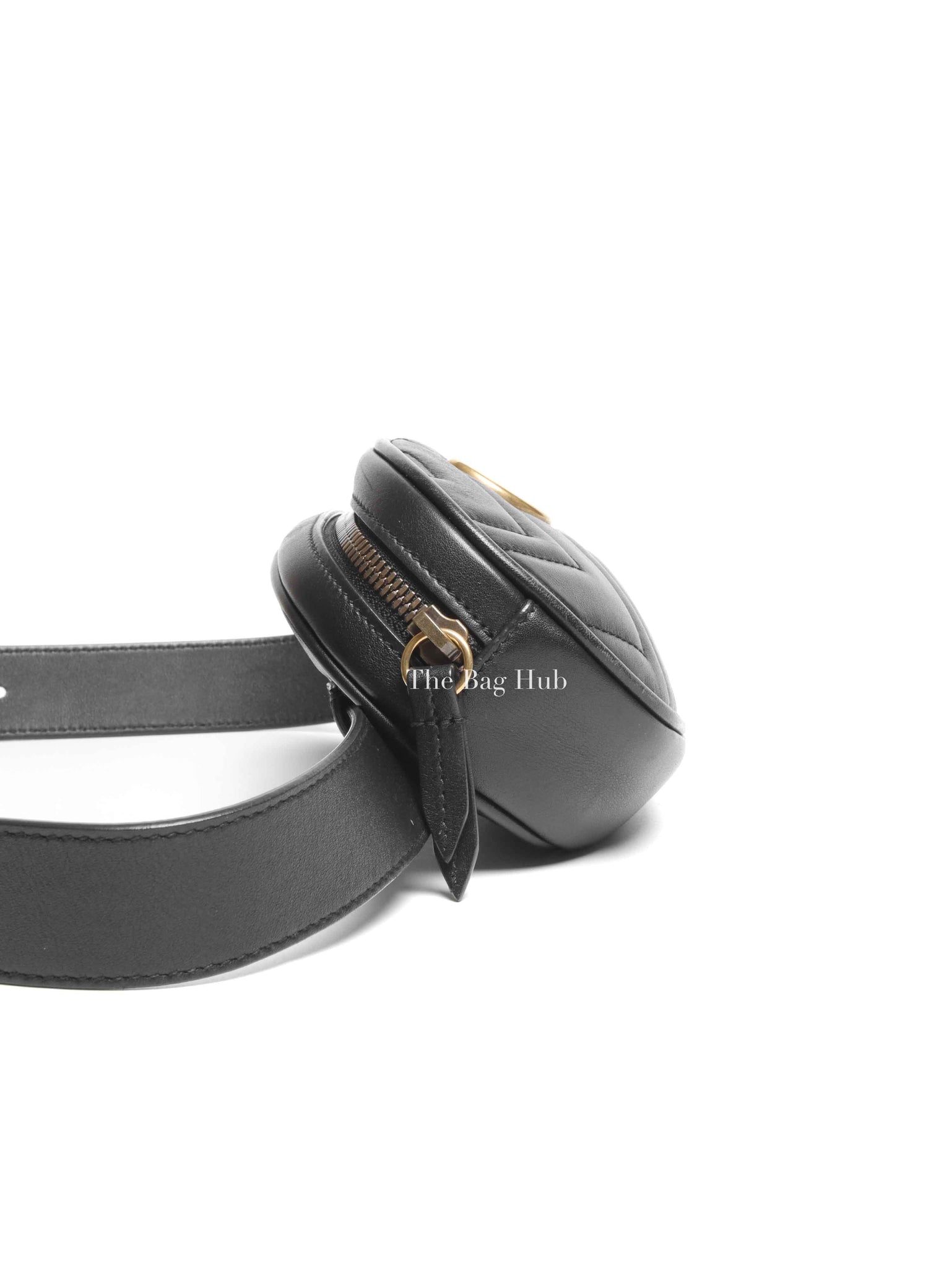 Gucci Black Calfskin Matelasse GG Marmont Belt Bag GHW