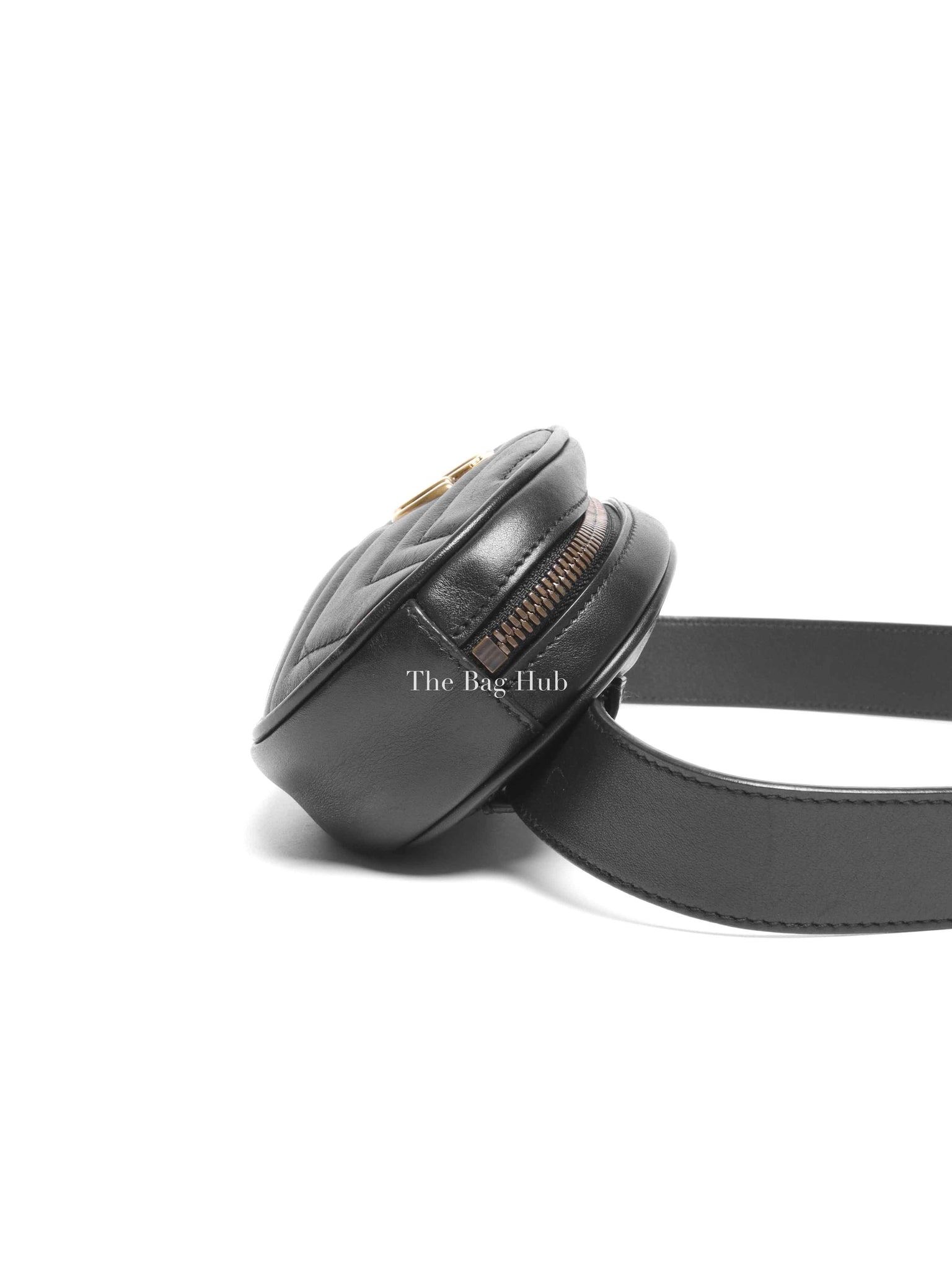Gucci Black Calfskin Matelasse GG Marmont Belt Bag GHW