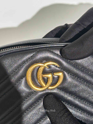 Gucci Black Calfskin Matelasse GG Marmont Belt Bag GHW