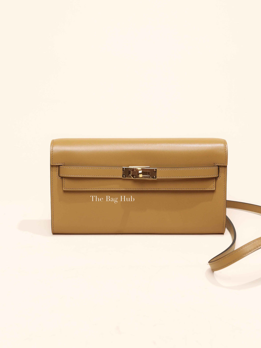 Hermes Poussiere Tadelakt Leather Kelly Wallet To Go GHW