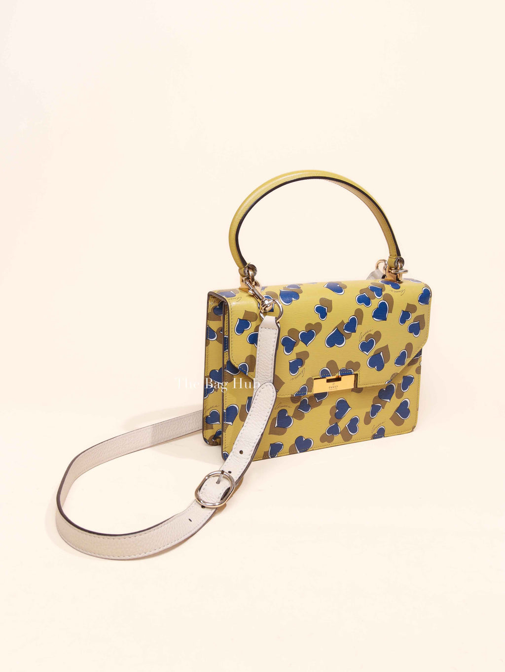 Gucci Blue/Yellow Leather Shanghai Heartbeat Top Handle Bag