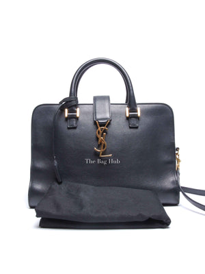 Saint Laurent Navy Blue Smooth Calfskin Small Monogram Cabas