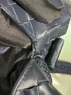 Bottega Veneta Navy Blue Intercciato Leather Buckle Backpack