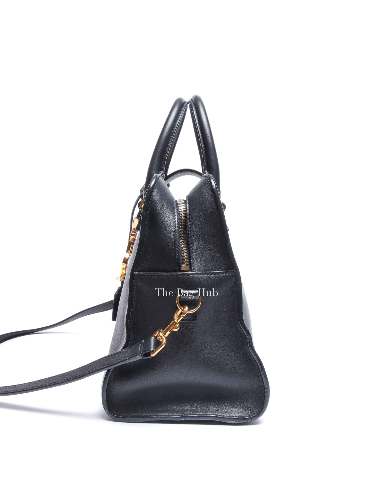 Saint Laurent Navy Blue Smooth Calfskin Small Monogram Cabas
