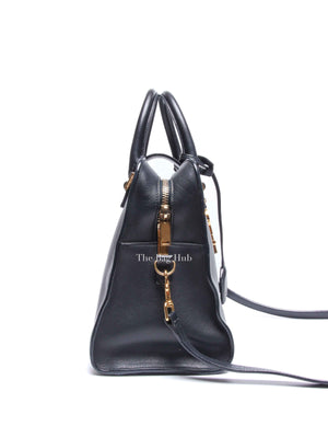 Saint Laurent Navy Blue Smooth Calfskin Small Monogram Cabas