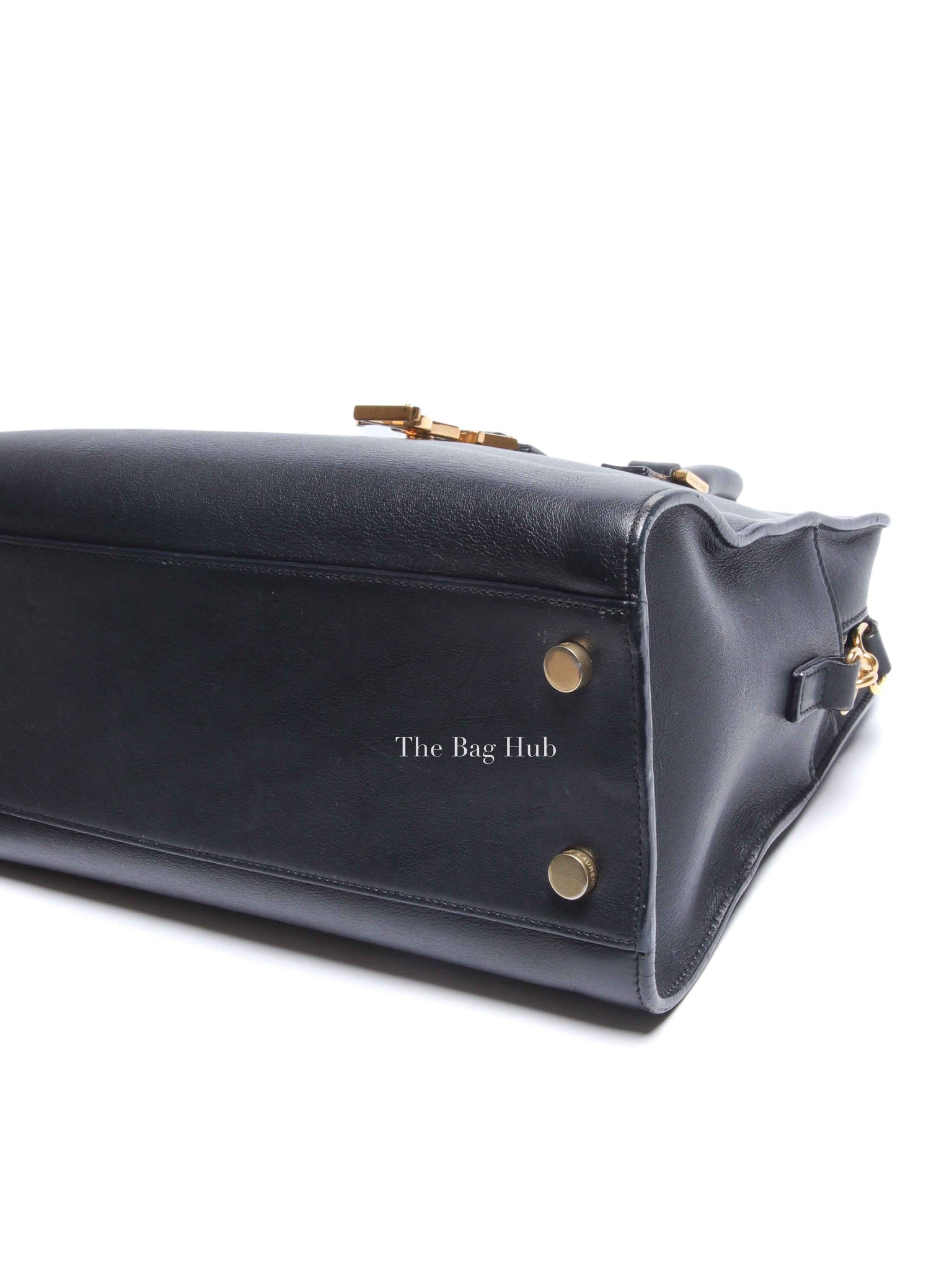 Saint Laurent Navy Blue Smooth Calfskin Small Monogram Cabas