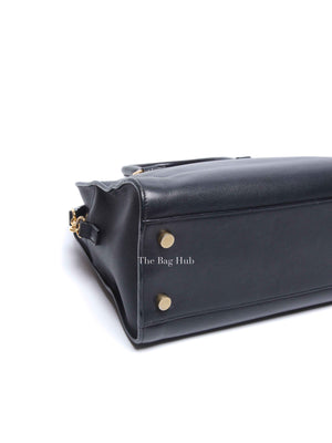 Saint Laurent Navy Blue Smooth Calfskin Small Monogram Cabas