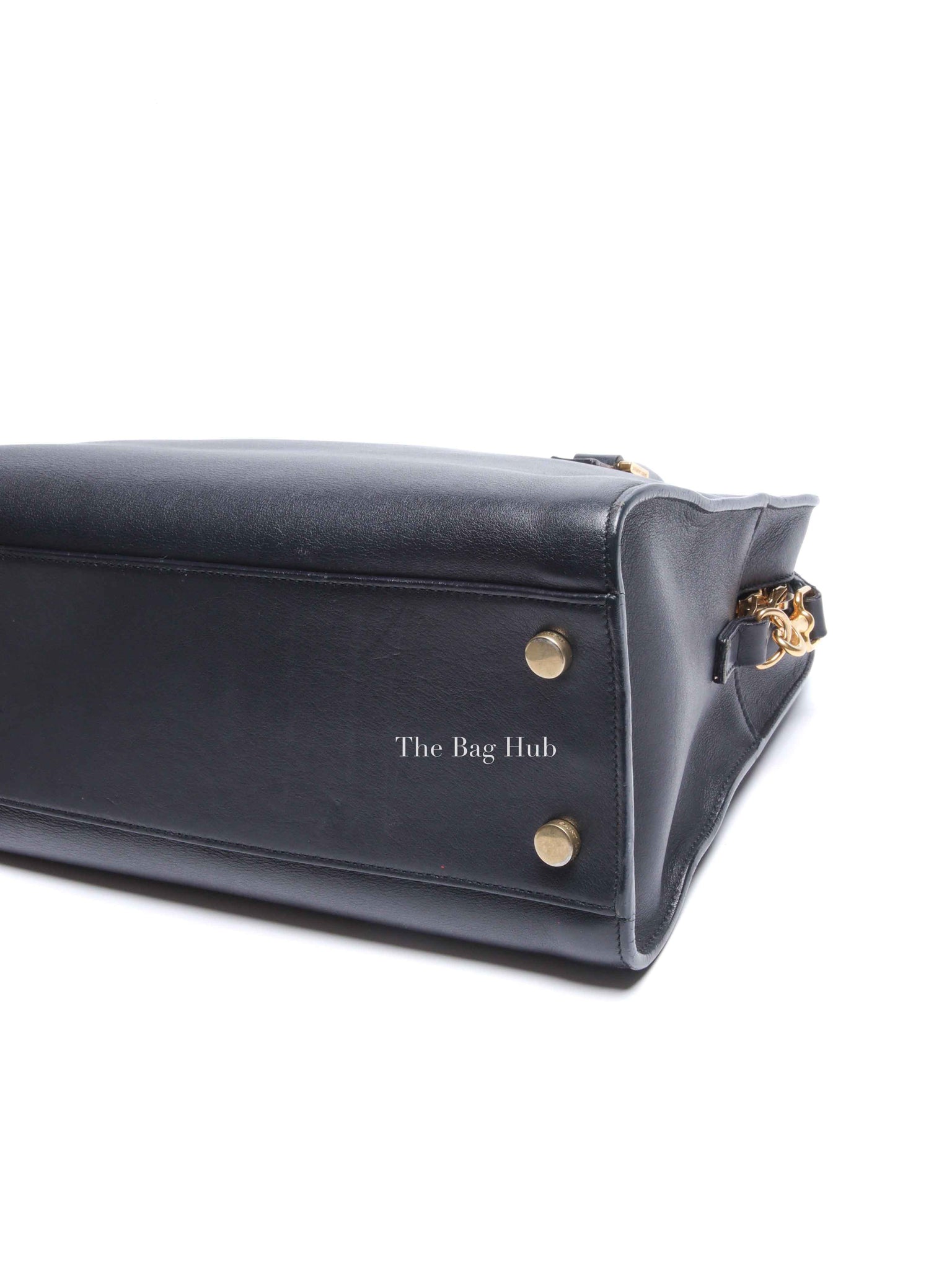 Saint Laurent Navy Blue Smooth Calfskin Small Monogram Cabas