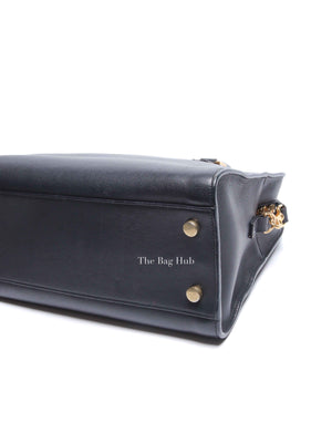Saint Laurent Navy Blue Smooth Calfskin Small Monogram Cabas