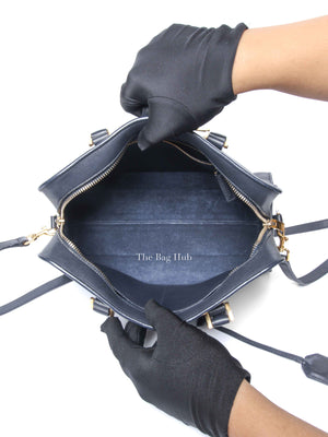Saint Laurent Navy Blue Smooth Calfskin Small Monogram Cabas
